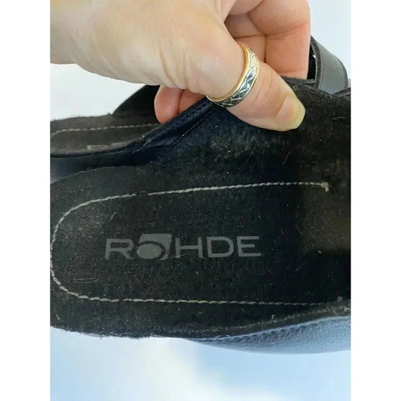 Rohde Women’s Black Leather Mules Clogs Shoes Sz EU39 US8.5 Slip On lined - Picture 9 of 12